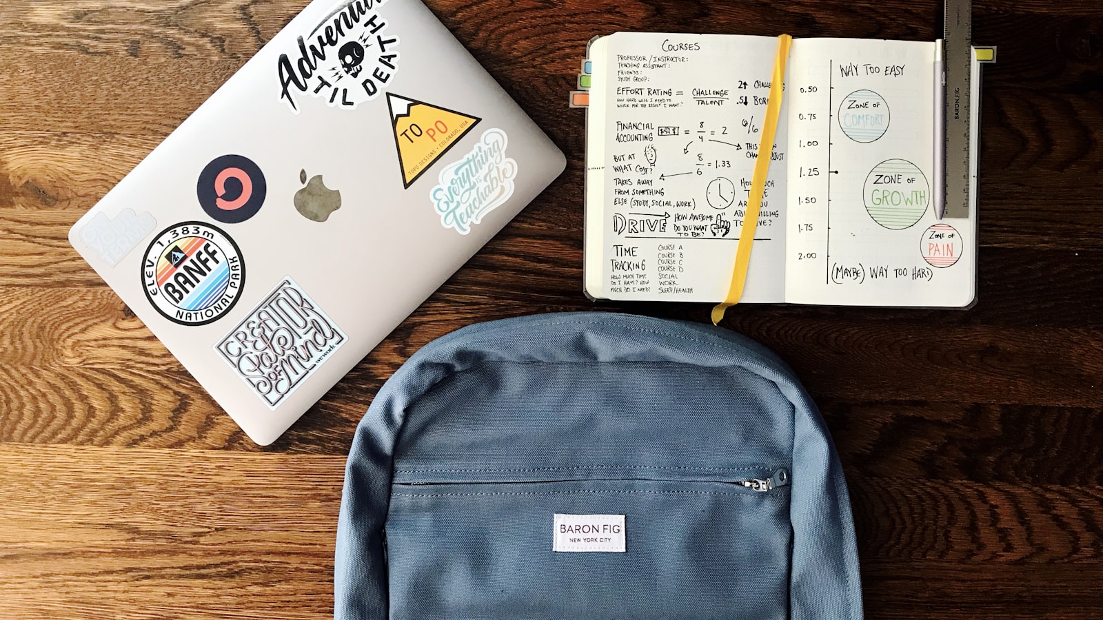 An open notebook with handwritten foreign vocabulary beside a cup of coffee